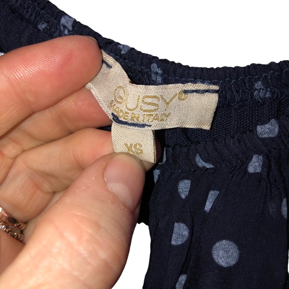 GIUSY Italy silk ble polka dot flutter sleeve dress XS ADORABLE - Picture 3 of 3